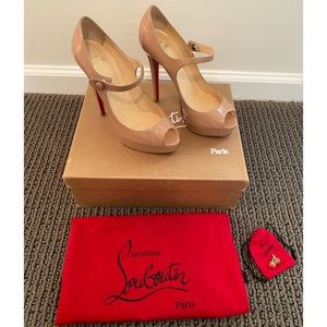 CHRISTIAN LOUBOUTIN NUDE BANA 140 PATENT CALF